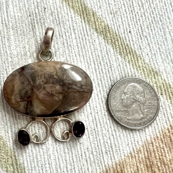 Jewelry - Jasper and Amethyst & Silver Pendant